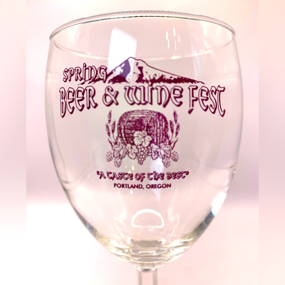 Vintage Spring Beer and Wine Festival Portland Oregon Wine Glass - Early 2000s